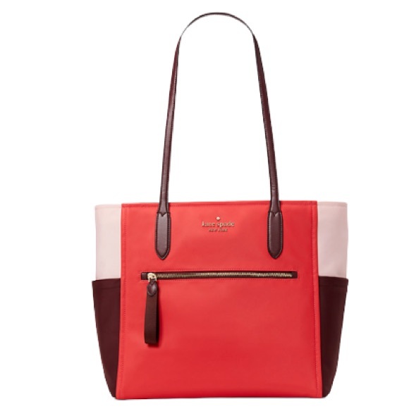 ♠️ kate spade ♠️ Chelsea Tricolor Large Nylon Tote Bag, Pink Multi - Picture 2 of 10